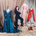 Atwood with Streep's blue dress, Rapunzel's gown and Little Red's riding hood for Into the Woods (The Hollywood Reporter)