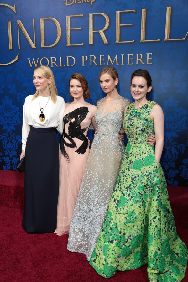 Cate Blanchett, Holliday Grainger, Lily James, and Sophie McShera arrive as Disney Pictures presents the world premiere of "Cinderella" at the El Capitan Theatre in Los Angeles, California on Sunday, March 1, 2015. .(Photo: Alex J. Berliner/ ABImages)